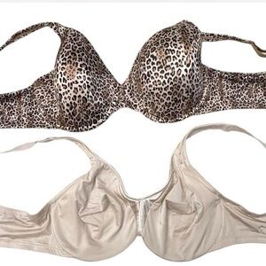 Bundle/2 Bras (Olga/Bare Neccesity. Leopard Print, Beige. Both Underwire. 42D.